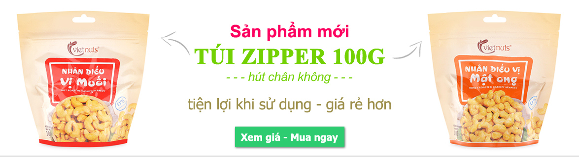 Hạt điều Vietnuts túi zipper 100g